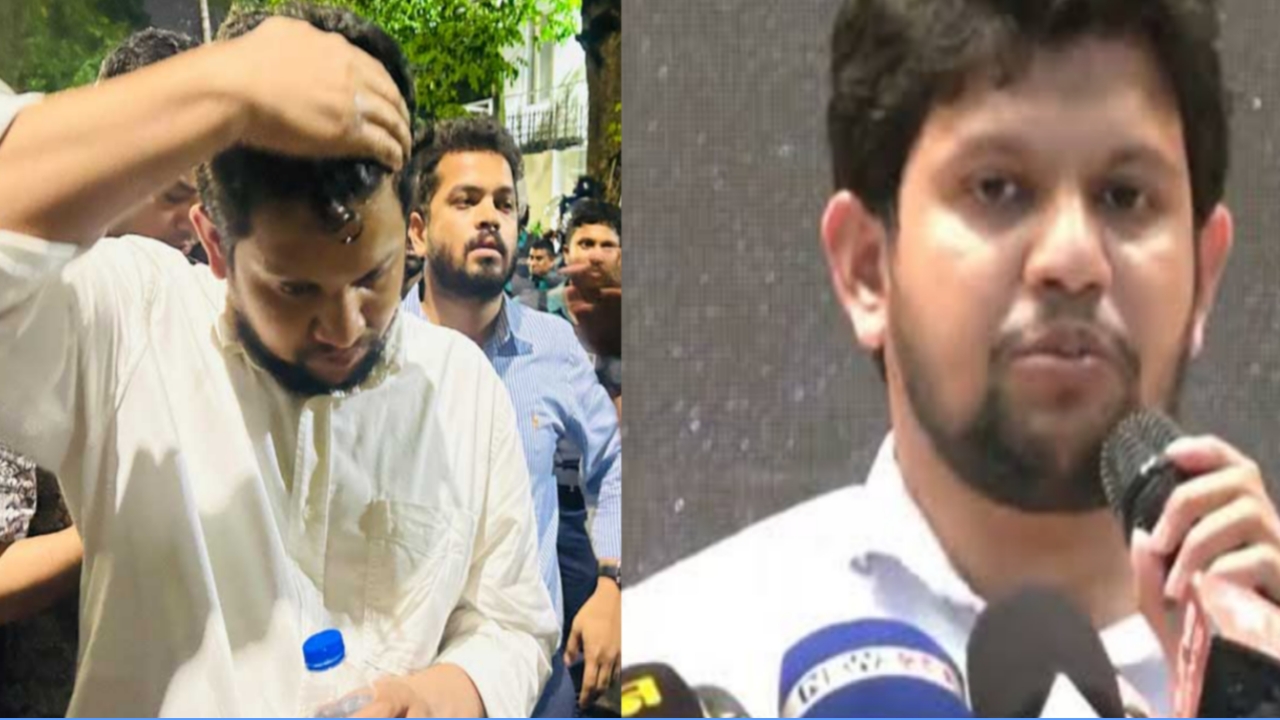 তথ্য ও সম্প্রচার উপদেষ্টা মাহফুজ আলম(জীবনের দর্পণ) উপদেষ্টা মাহফুজের উপর পানির বোতল ছুড়ে মারল